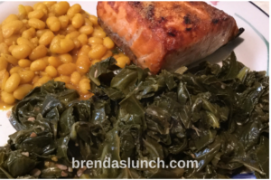 Salmon Beans & Collards! brendaslunch healthyeating healthyeats lunchindeas dinnerideas
